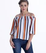 Orange striped cotton cotton-tops