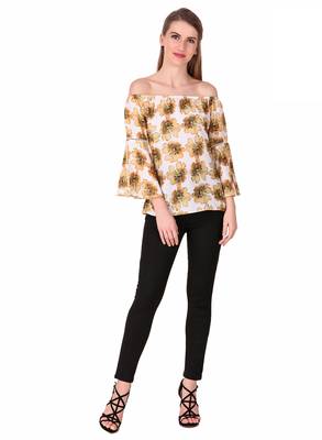Yellow printed cotton party-tops 3