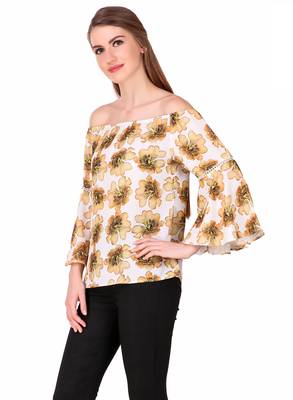 Yellow printed cotton party-tops 4