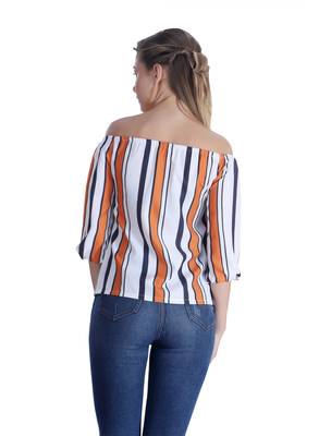 Orange striped cotton cotton-tops 2