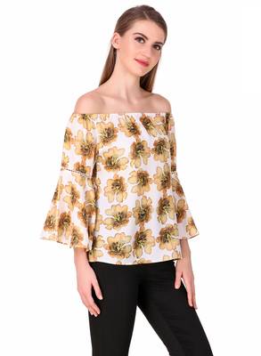Yellow printed cotton party-tops 5