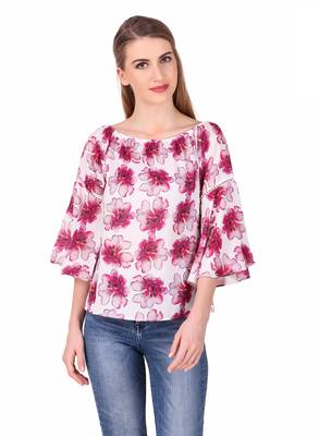 Pink printed cotton party-tops 1