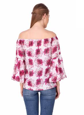 Pink printed cotton party-tops 2