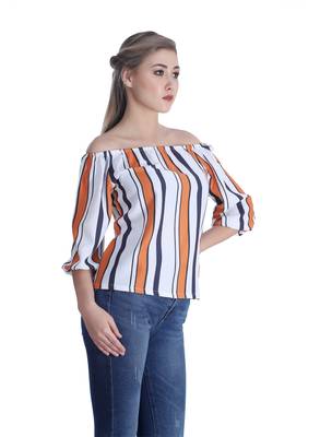 Orange striped cotton cotton-tops 5
