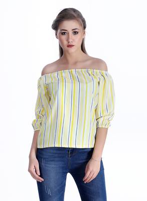 Yellow striped cotton cotton-tops 1
