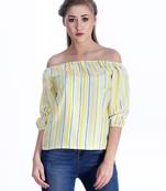 Yellow striped cotton cotton-tops