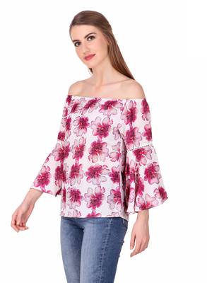 Pink printed cotton party-tops 4