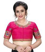 Pink  Women'S Embroiderey Santoon Silk Blouse