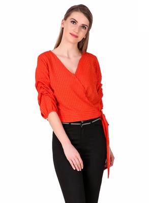 Red printed cotton party-tops 1