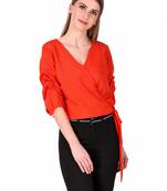 Red printed cotton party-tops