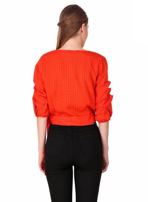 Red printed cotton party-tops 2