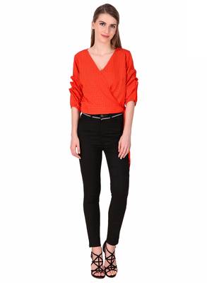 Red printed cotton party-tops 3