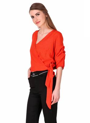 Red printed cotton party-tops 4