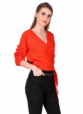 Red printed cotton party-tops 5