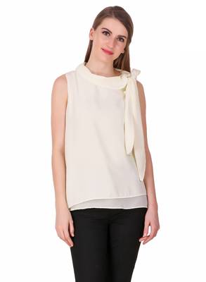 White plain cotton sleeveless-tops 1