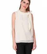 White plain cotton sleeveless-tops