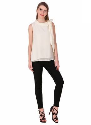 White plain cotton sleeveless-tops 3