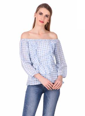 Blue printed cotton cotton-tops 1