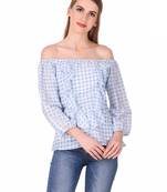 Blue printed cotton cotton-tops