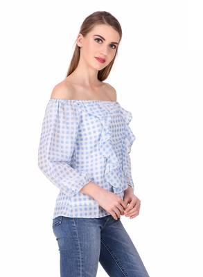 Blue printed cotton cotton-tops 5
