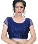 Blue  Women'S Embroiderey Silk Blouse