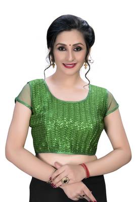 Green  Women'S Embroiderey Silk Blouse 1