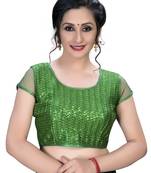 Green  Women'S Embroiderey Silk Blouse