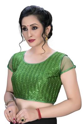 Green  Women'S Embroiderey Silk Blouse 4
