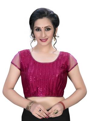 Pink  Women'S Embroiderey Silk Blouse 1