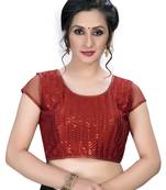 Red  Women'S Embroiderey Silk Blouse