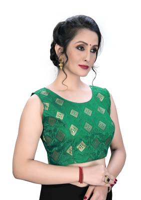 Green  Women'S Embroiderey Jacquard Blouse 3