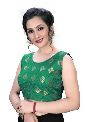 Green  Women'S Embroiderey Jacquard Blouse 4