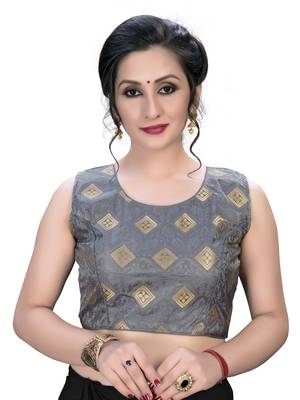 Grey  Women'S Embroiderey Jacquard Blouse 1