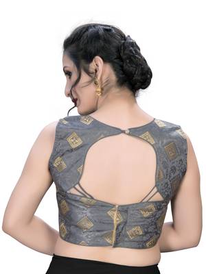 Grey  Women'S Embroiderey Jacquard Blouse 2