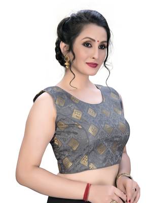 Grey  Women'S Embroiderey Jacquard Blouse 3