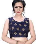 Navy Blue  Women'S Embroiderey Jacquard Blouse