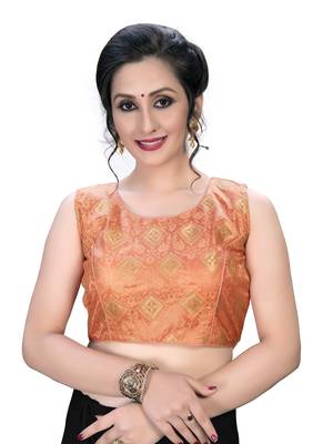 Peach Women'S Embroiderey Jacquard Blouse 1