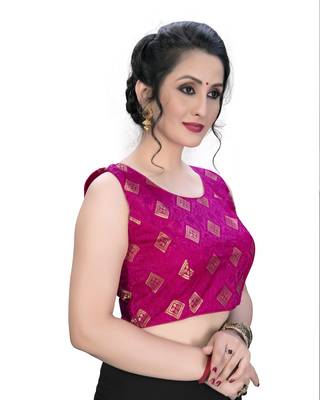 Pink  Women'S Embroiderey Jacquard Blouse 3