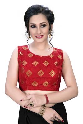 Red  Women'S Embroiderey Jacquard Blouse 1