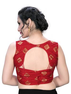 Red  Women'S Embroiderey Jacquard Blouse 2