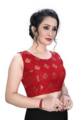 Red  Women'S Embroiderey Jacquard Blouse 3