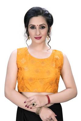 Yellow  Women'S Embroiderey Jacquard Blouse 1