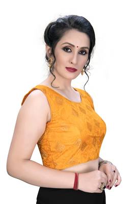 Yellow  Women'S Embroiderey Jacquard Blouse 3