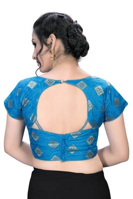 Blue  Women'S Embroiderey Jacquard Blouse 2