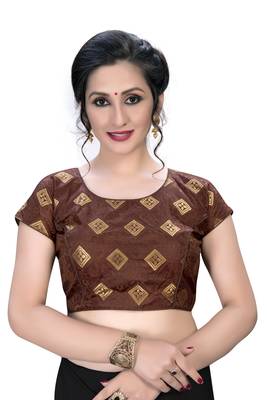 Brown  Women'S Embroiderey Jacquard Blouse 1