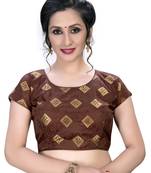 Brown  Women'S Embroiderey Jacquard Blouse