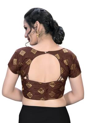 Brown  Women'S Embroiderey Jacquard Blouse 2