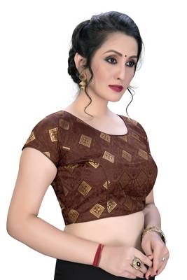 Brown  Women'S Embroiderey Jacquard Blouse 3