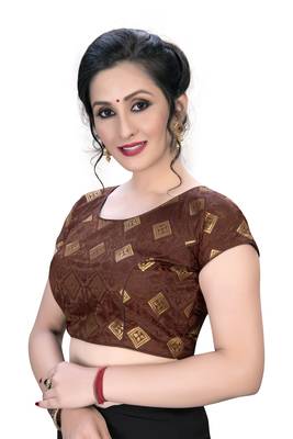 Brown  Women'S Embroiderey Jacquard Blouse 4