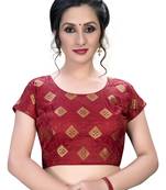 Maroon  Women'S Embroiderey Jacquard Blouse